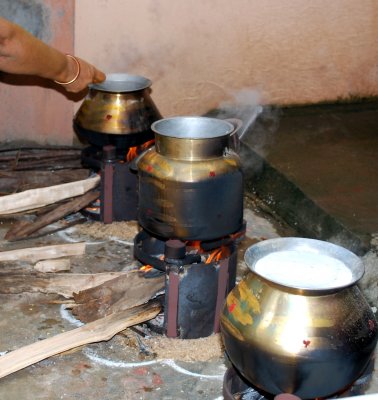 Pongal being cooked