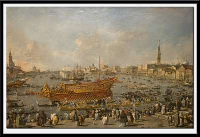 Le Depart du Bucentaure vers le Lido de Venise, le jour de l'Ascension. Vers 1775-1780