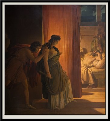 Clytemnestre hesitant avant de frapper Agamemnon endormi, 1817