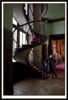 Single Helix staircase with young lady