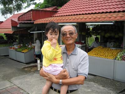 With Ah Kong at the fruit stalls