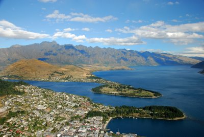 View of Queenstown from top of gondola ride.