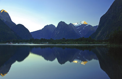 First light Milford Sound.