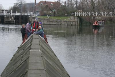 We re-enter the main line of the River Lea below Old Ford Lock