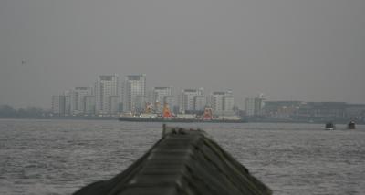 Approaching the Woolwich Ferry crossing