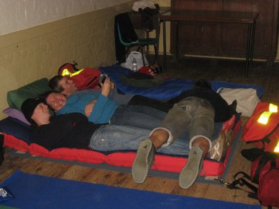 They were letting the air out of James's air bed - honest