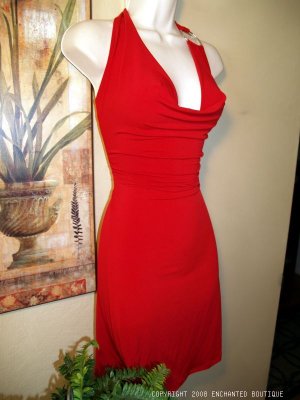 red halter dress side