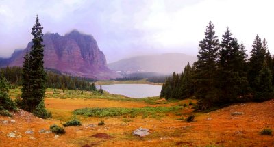 Red Castle peak in morning rain