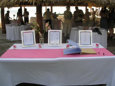 Guest book table with seating assignments