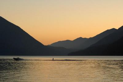 Sunset Ski on Lake Crescent