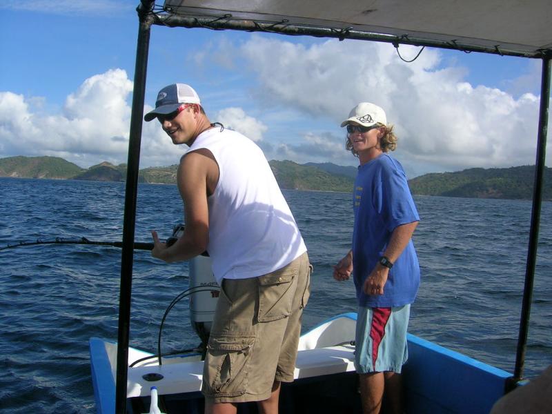 Josh and Joey pulling in a yellow fin tuna