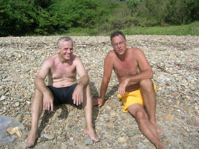 Brian and Mark sittin on the rocks