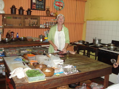 Mary was cooking our dinner at El Calibre