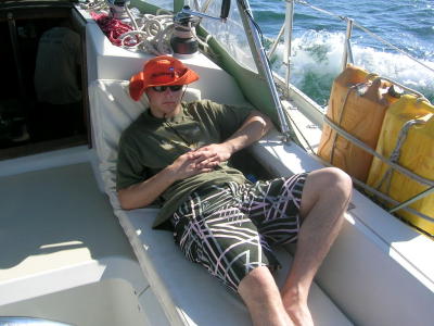 Josh got some rest ... boating ishard work.