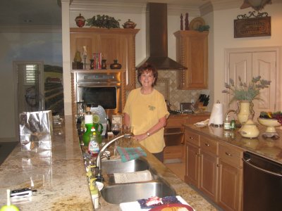 Paula putting the finishing touches