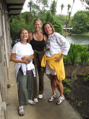 Lori, April, and Cherly took a hike before breakfast look at their muddy selves!