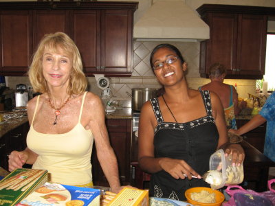 The ladies enjoyed cooking