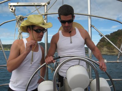 two guys on the sail boat