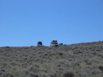 Crossing the ridge along powerline road