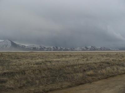 Snow squall in the mountains