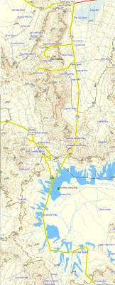 Project Shoal, Red Ant Mine, Poinsettia and Rawhide route map