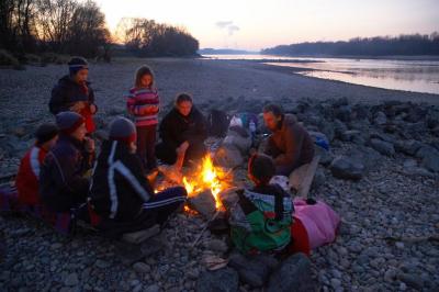 Bonfire near the River Danube