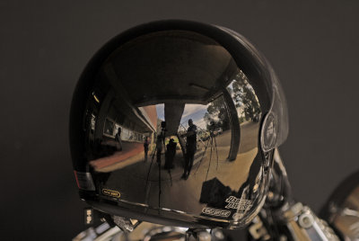 REFLECTIONS IN A MOTOR CYCLE HELMET