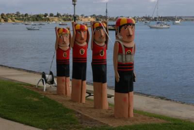 CARVED AND PAINTED BOLLARDS-GEELONG HARBOUR FRONT
