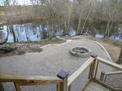 View of the fire pit and patio