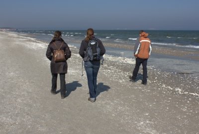 Jolanda, Paulien and Joop at the beach near Prora