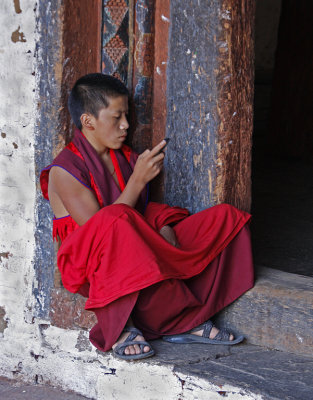 Young Monk Cell Phone