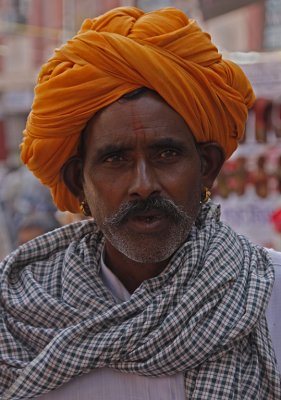 Orange Turban Checked Shawl