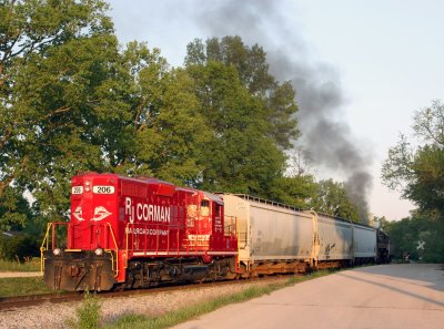 RJCC 206 Trails the Local with Steam Pulling Up Front Out of Jett