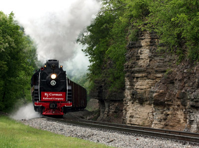 Steam Freight Climbing Jett Hill at Cliffside Jct.