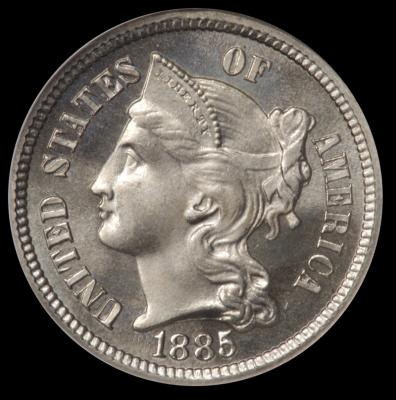1885 Three Cent NickelNGC PF 66 (CAC)