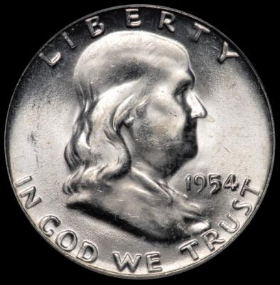 1954 Franklin Half Dollar PCGS MS 64 FBL obv