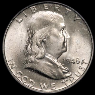 1948 Franklin Half Dollar PCGS MS 64 FBL obv