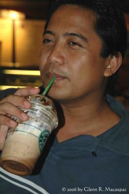 Kuya drinking coffee with zagu