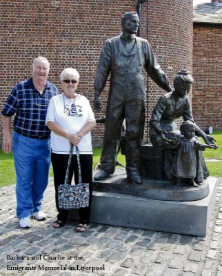 Barbara & Charlie at the Emigrants Memorial in Liverpool