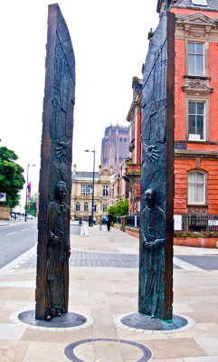 Bishops' Memorial in Hope Street (Note the cricket ball at the feet of Bishop Shepherd on the left)