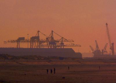 Liverpool docks from Crosby beach 2006