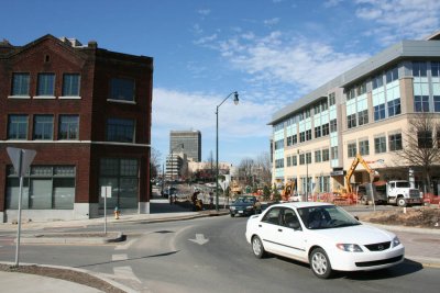 downtown Asheville, construction