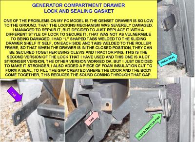GENERATOR DRAWER LOCK AND SEALING GASKET
