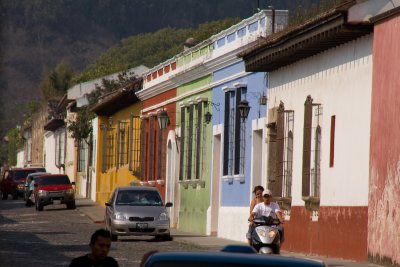 Typical Antigua street scene where everything is hidden behind walls