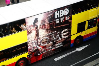 Bus with HBO advertising