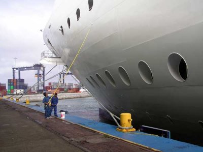 Ships that Enter the Panama Canal Locks Get Marks and Need Touch Up Painting