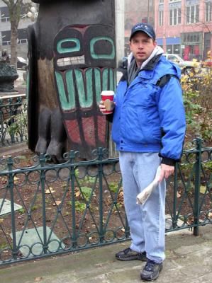 Coffee on a cold morning in Pioneer Square