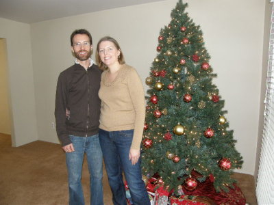 Katie and Skys first Christmas tree in the new house.  Skylers family came.JPG
