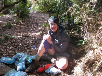 Annie making dinner at Prion Boat Crossing campsite