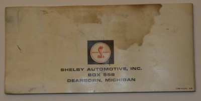 Original Owners Manual Back Page